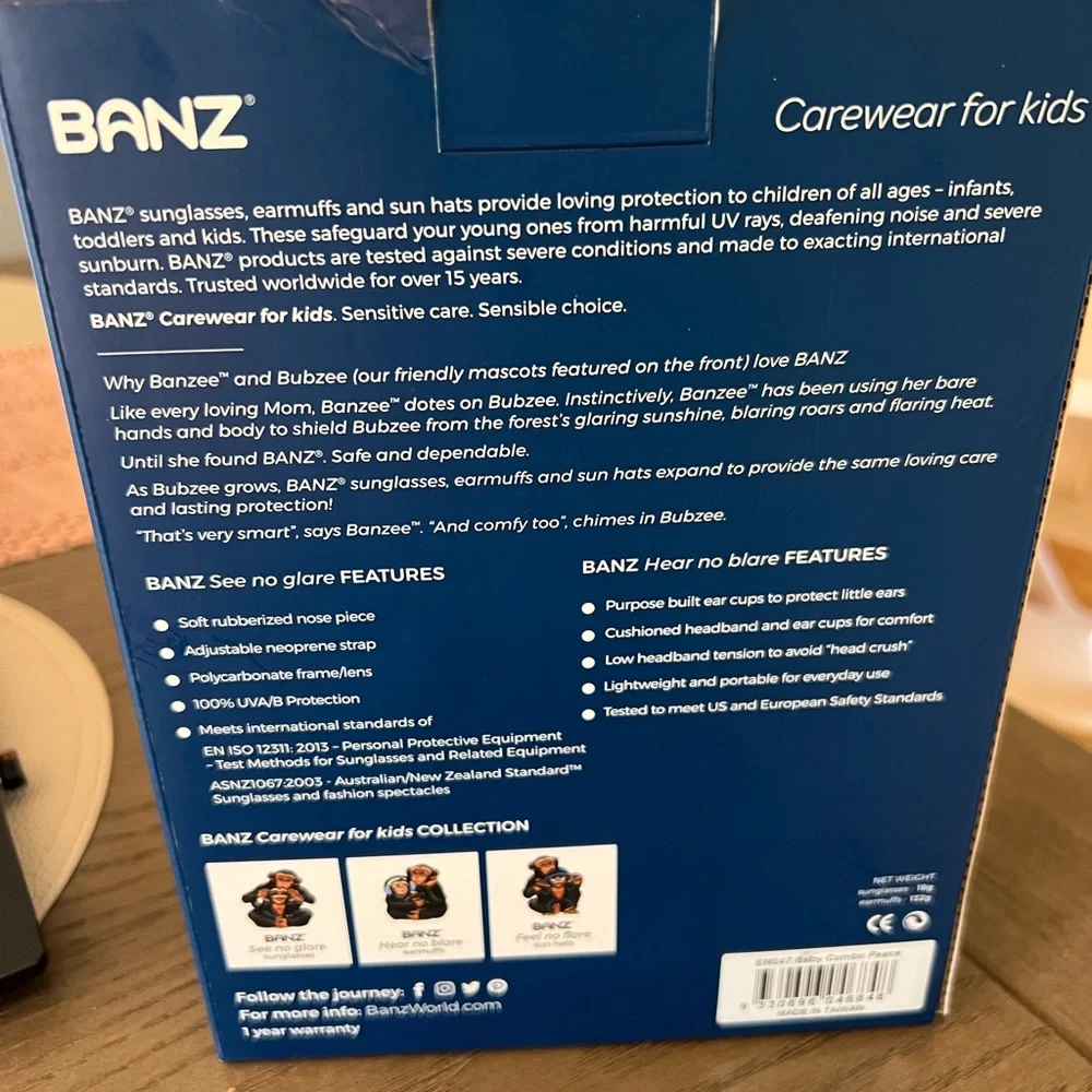 Banz Kids Earmuffs & sunglass set